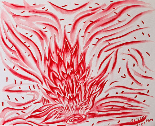 Red flower by Ebru Eruelkue, Painting for Sale on Singulart