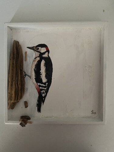 Buntspecht bei der Arbeit by Iris Leister, Painting for Sale on Singulart