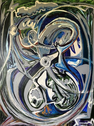 Up and Again (Sisyphus and the Rock) by Denise Carvalho, Painting for Sale on Singulart