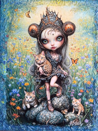 The Flower Queen of the Mini-World di Elena Vasilyeva, Pittura in vendita su Singulart