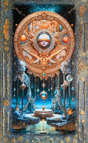 Chronicles of the Celestial Oracle — from the series “Dialogues with Eternity” van Elena Vasilyeva, Schilderij te koop op Singulart