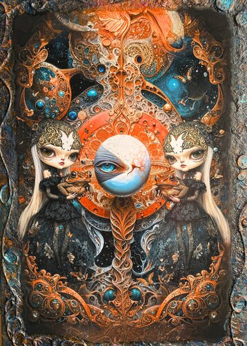 Dialogues with Eternity. Guardians of Mirrored Knowledge van Elena Vasilyeva, Schilderij te koop op Singulart