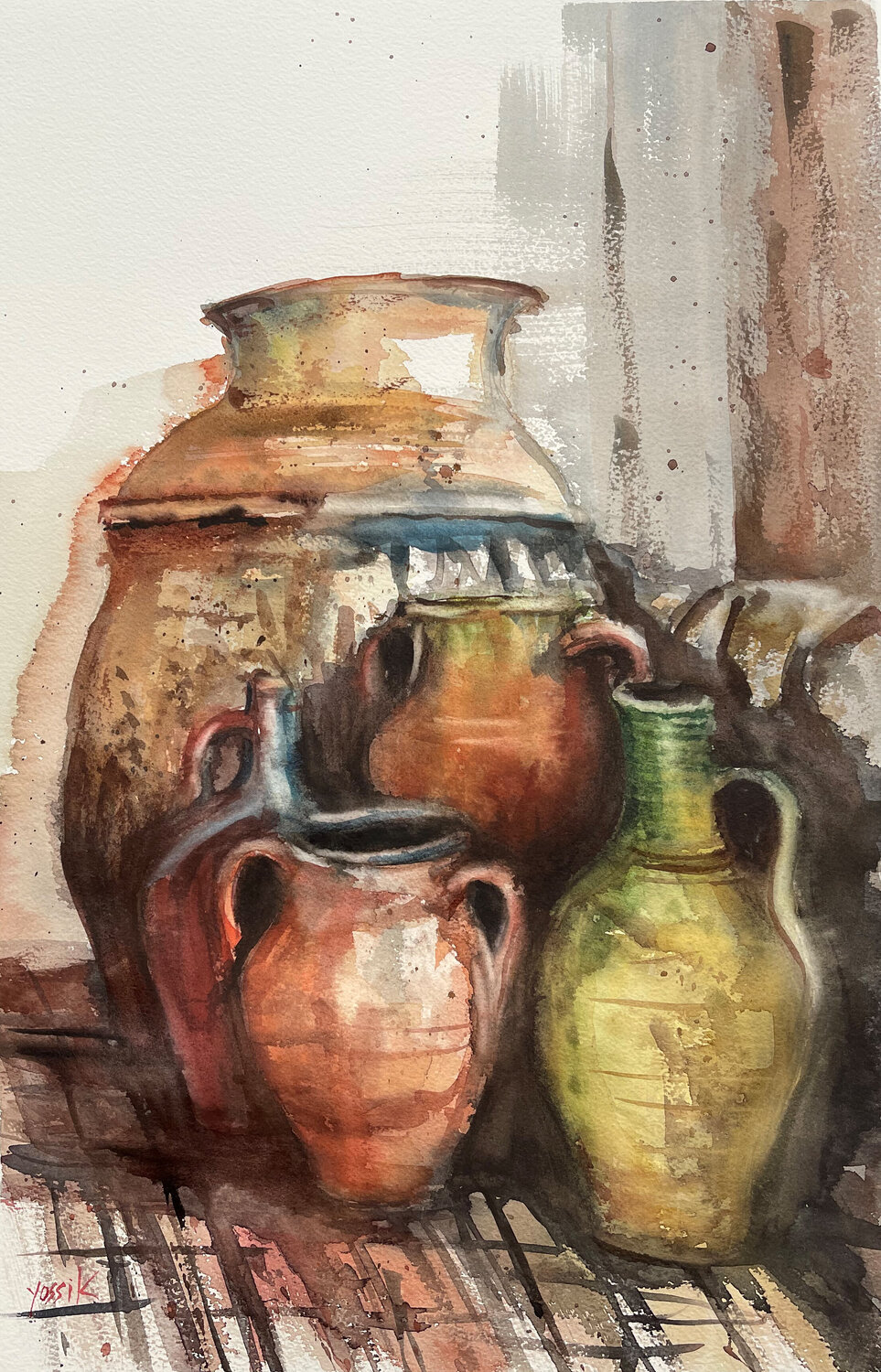 old pottery by Yossi Kotler (2023) Painting Watercolor on Paper