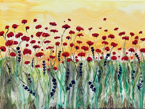 Erwachen im Mohnmeer van Heidi Meinhardt, Schilderij te koop op Singulart