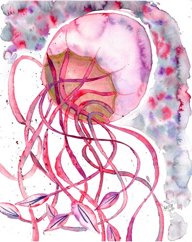 Folge deiner Intuition & bleibe im Gleichgewicht  in Aquarell von Bianca Käch, Malerei kaufen auf Singulart