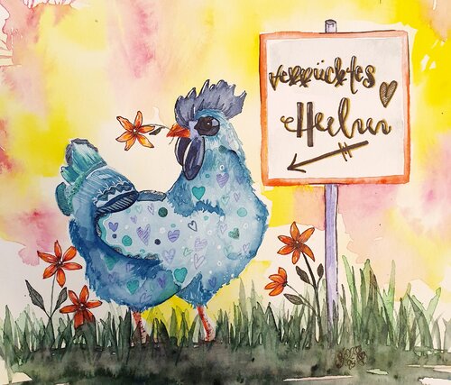 Du bist... ein verrücktes Huhn van Bianca Käch, Schilderij te koop op Singulart