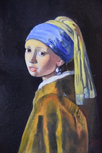 Das Mädchen mit dem Perlohrgehänge nach Vermeer von Birger Dicke, Malerei kaufen auf Singulart
