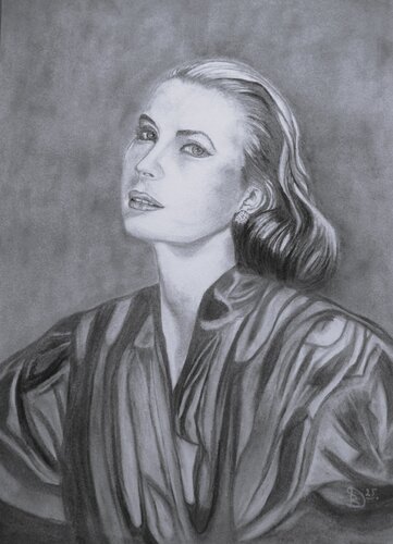 Die Schauspielerin Grace Kelly 1956 van Birger Dicke, Tekening te koop op Singulart