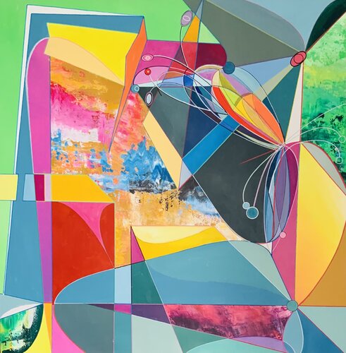 Relatively Square Composition and the Possibility of Wave Theory. van Oliver Perry, Schilderij te koop op Singulart