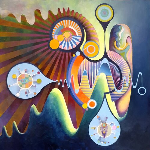 “Disco Protocol: A Theoretical Hypothesis on Sound Obsession.” de Oliver Perry, Pintura a la venta en Singulart