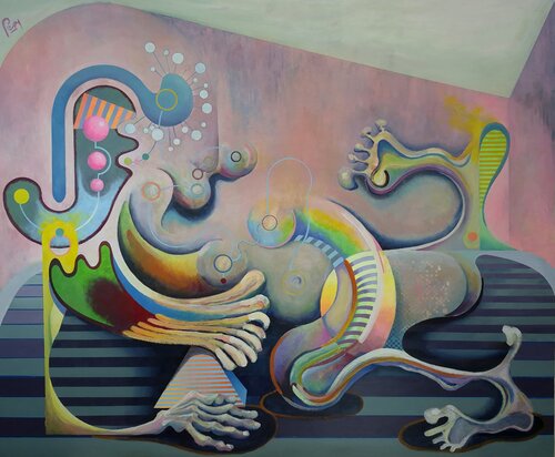 The Velvet Hum of Disco Necrosis. de Oliver Perry, Pintura a la venta en Singulart