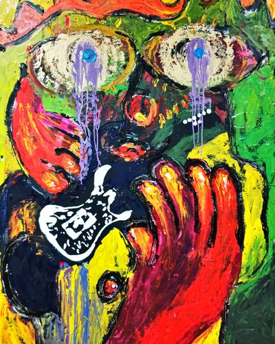 エアギタリスト van Takuya Shimosaka, Schilderij te koop op Singulart
