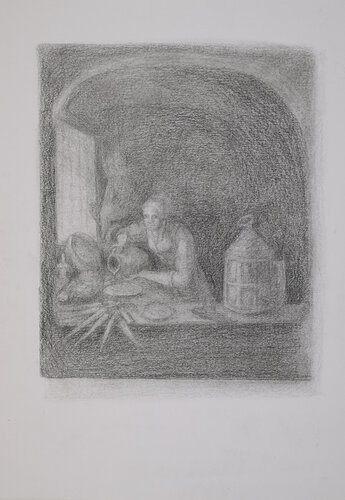 Portrait d'une cuisinière par Anaïs Devouge, Œuvre sur papier en vente sur Singulart