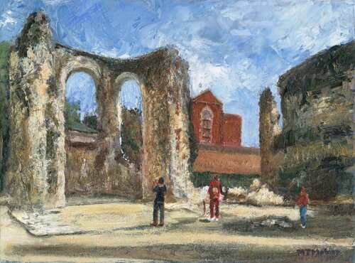 Abbey Ruins and Oscar Wilde Jail von M T MOLNER, Malerei kaufen auf Singulart