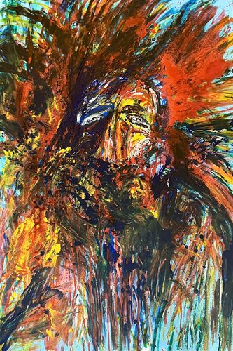 The shadow of my cross on my back to carry me beyond borders di CAR ACT AIR, Pittura in vendita su Singulart