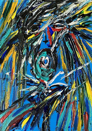 I have recovered the torch and the burden to immolate myself in peace de CAR ACT AIR, Pintura a la venta en Singulart