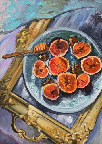 Figs on Mirror Tray van Gulshaba Abbasova, Schilderij te koop op Singulart
