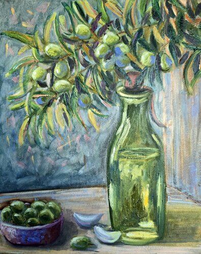 Still Life with Olives by Gulshaba Abbasova, 회화 for Sale on Singulart