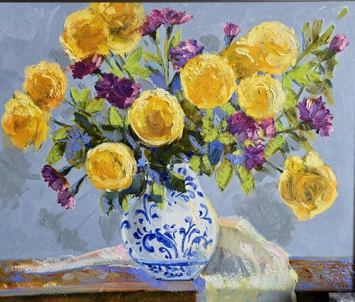 Yellow Roses van Gulshaba Abbasova, Schilderij te koop op Singulart