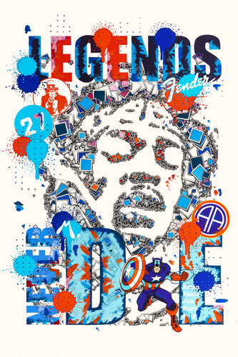 JImi Hendrix - Legends never die : Captain A von Mister Marcus, Malerei kaufen auf Singulart