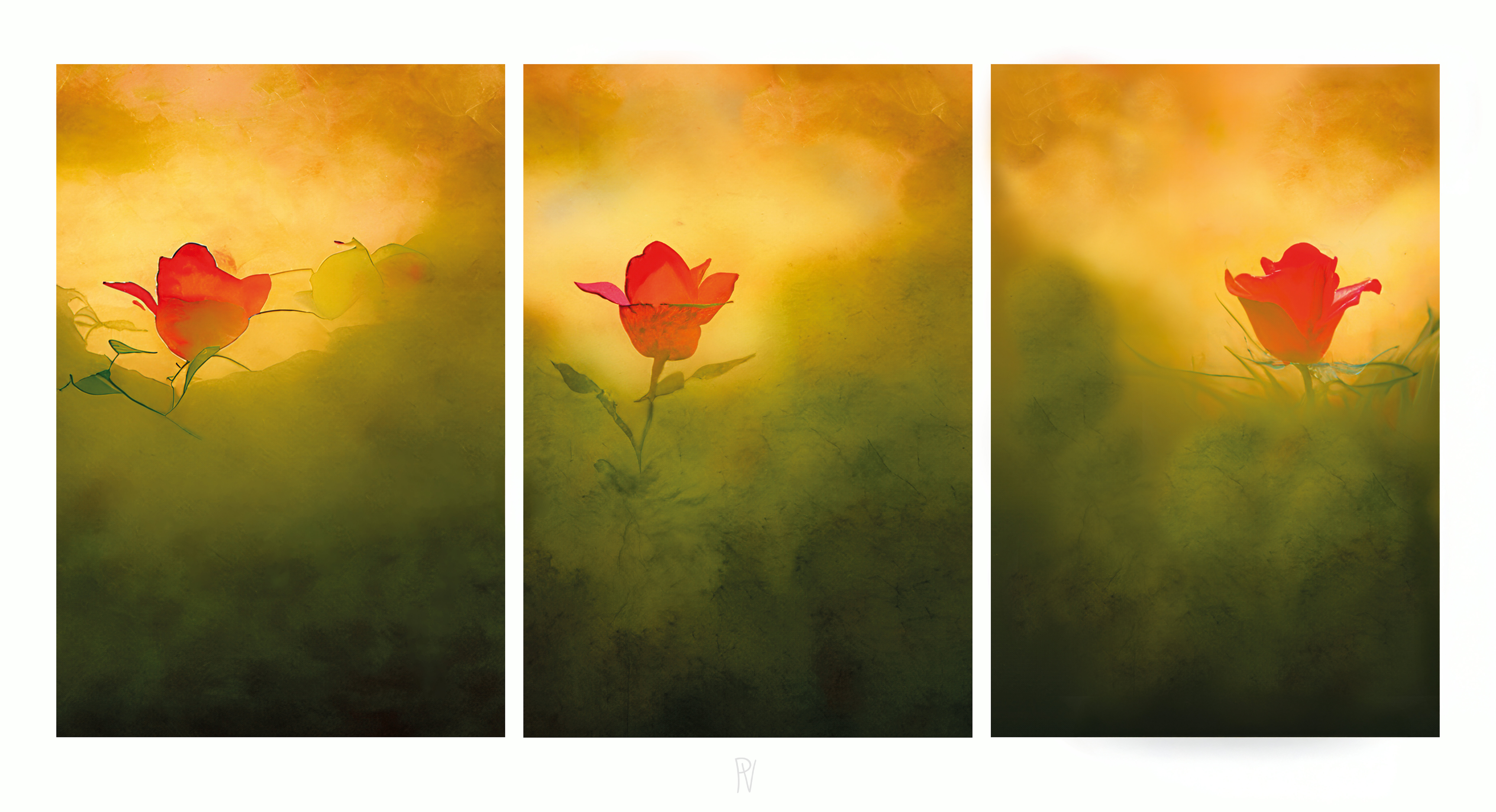 Tulpe aus dem Bad Homburger Schloss als Triptychon / La tulipe du château de Bad Homburg sous forme de triptyque / Tulip from Bad Homburg Castle as a triptych