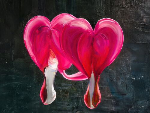 Zwei tränende Herzen, die sich berühren  / Deux cœurs larmoyants qui se touchent / Two tearful hearts touching each other van Peter Schulte/ Vornberg, Fotografie te koop op Singulart