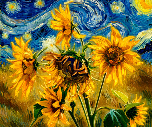Un hommage à la peinture de tournesols de Van Gogh IV / Eine Hommage an Van Goghs Sonnenblumenbilder IV / A tribute to Van Gogh's sunflower paintings IV by Peter Schulte/ Vornberg, 사진 for Sale on Singulart