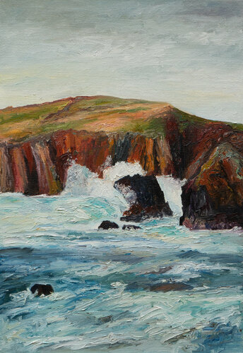 Rote Felsen / Muckle Roe/ Shetland di Ute Meyer, Pittura in vendita su Singulart