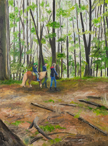 Ausritt im Wald di Ute Meyer, Pittura in vendita su Singulart