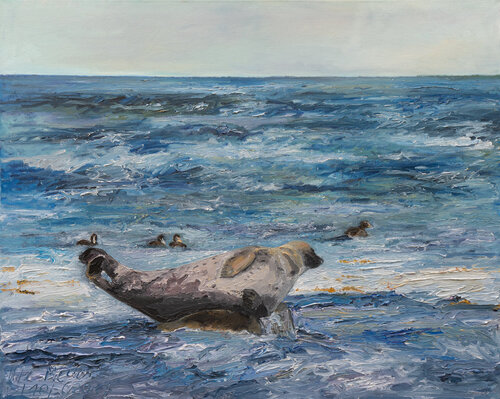 Seehund/Knudshoved/Ostsee de Ute Meyer, Pintura a la venta en Singulart