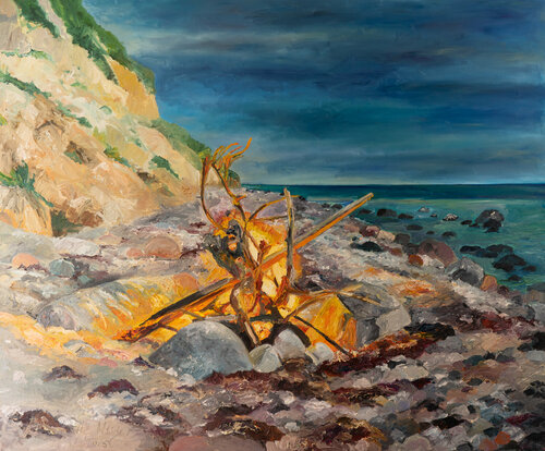 Abendlicht I/ Lagerfeuer/ Ærø di Ute Meyer, Pittura in vendita su Singulart