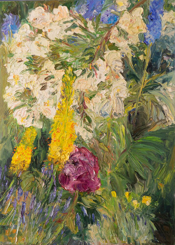 Steppenkerzen mit Rosen van Ute Meyer, Schilderij te koop op Singulart