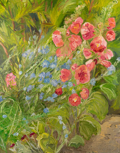 Stockrosen di Ute Meyer, Pittura in vendita su Singulart