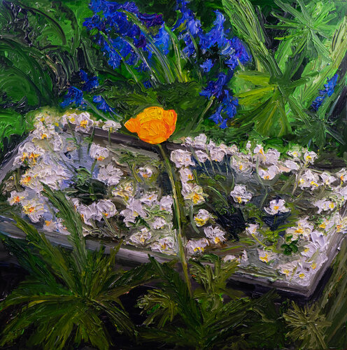 Mohnblüte und Wasserhahnenfuß de Ute Meyer, Pintura a la venta en Singulart