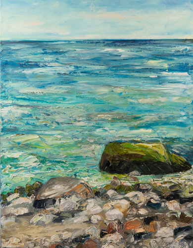 Algenbewachsener Stein an der Ostsee by Ute Meyer, Painting for Sale on Singulart