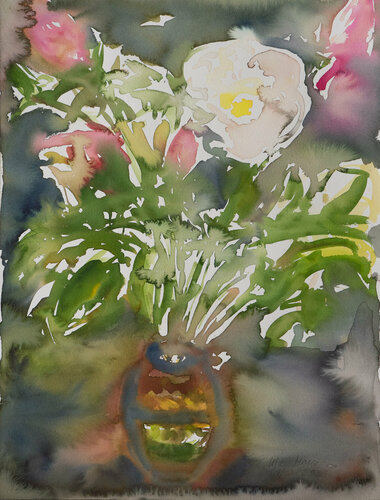 Winterrosen di Ute Meyer, Opera su carta in vendita su Singulart