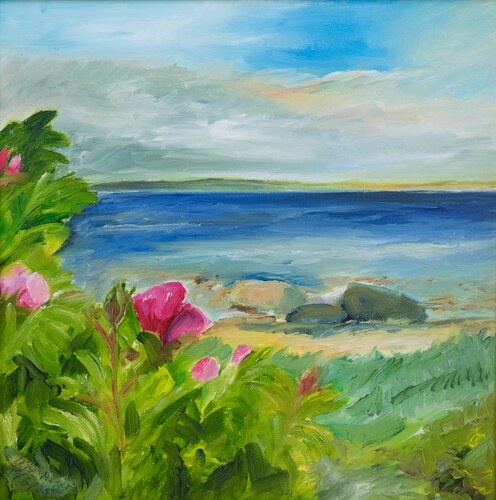 Heckenrosen / Ostsee van Ute Meyer, Schilderij te koop op Singulart