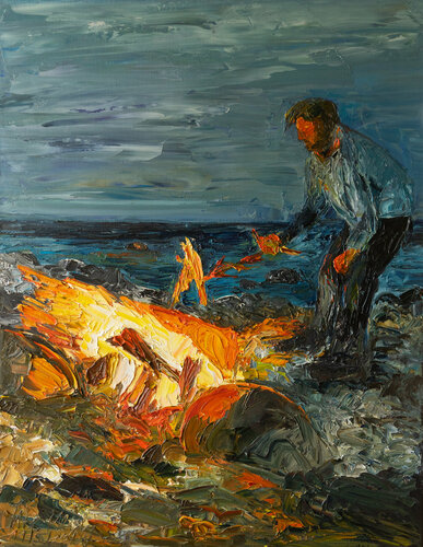 Am Feuer by Ute Meyer, 油畫 for Sale on Singulart