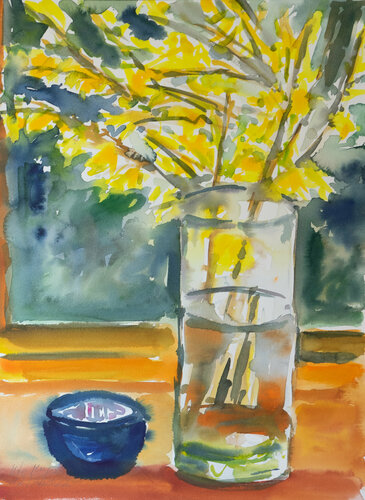 Forsythien par Ute Meyer, Œuvre sur papier en vente sur Singulart