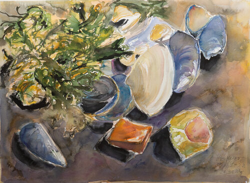 Tang, Muscheln, Flintstein und Krebsschale Ute Meyer