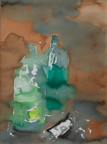 Flaschen und Farbtube by Ute Meyer, Painting for Sale on Singulart