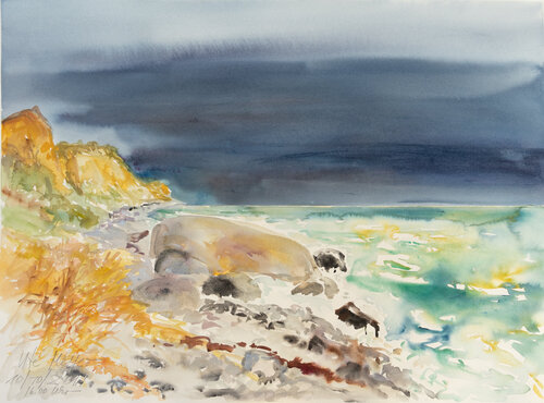 Vittens Længe Stenen  / Ostsee / Tranderup / Ærø di Ute Meyer, Pittura in vendita su Singulart