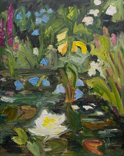 Weiße Seerose van Ute Meyer, Schilderij te koop op Singulart