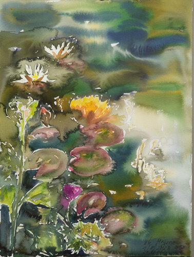 Seerosen di Ute Meyer, Pittura in vendita su Singulart