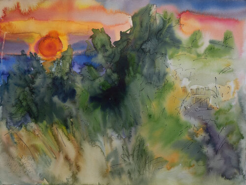 Sonnenuntergang / Ostsee / Ærø von Ute Meyer, Malerei kaufen auf Singulart