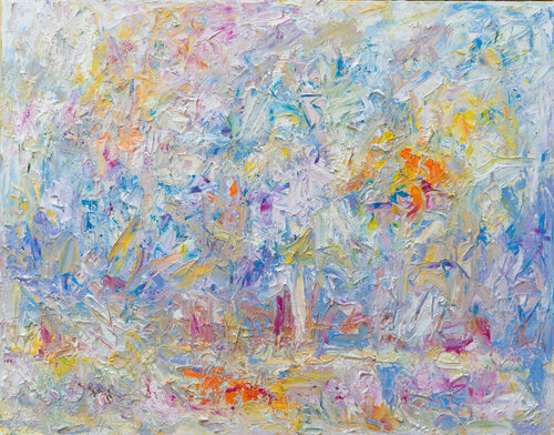 Shades of blue and orange I by Ute Meyer, 油畫 for Sale on Singulart