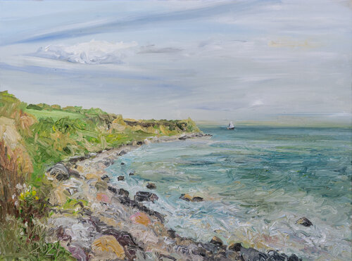 Segelboot am Horizont /Tværby / Ærø / Ostsee van Ute Meyer, Schilderij te koop op Singulart