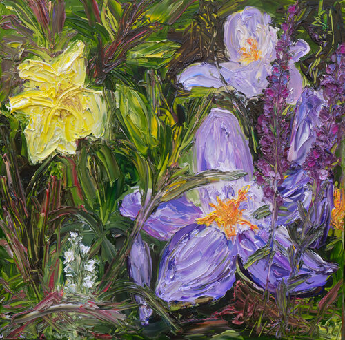 Herbstkrokus und Nachtkerze by Ute Meyer, Painting for Sale on Singulart
