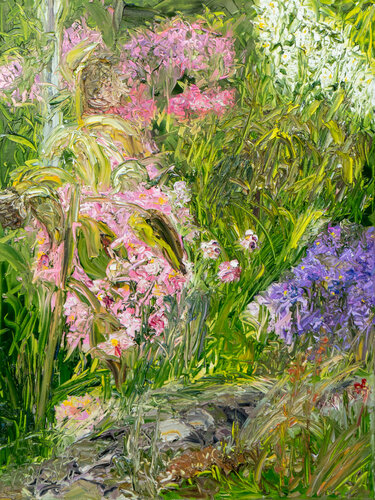 Oktobernachmittag im Garten di Ute Meyer, Pittura in vendita su Singulart