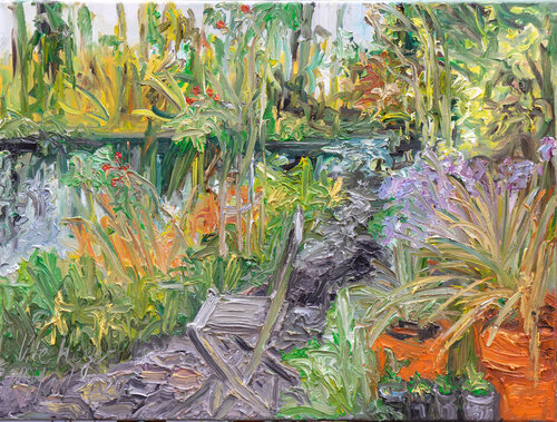 Novembertag im Garten di Ute Meyer, Pittura in vendita su Singulart